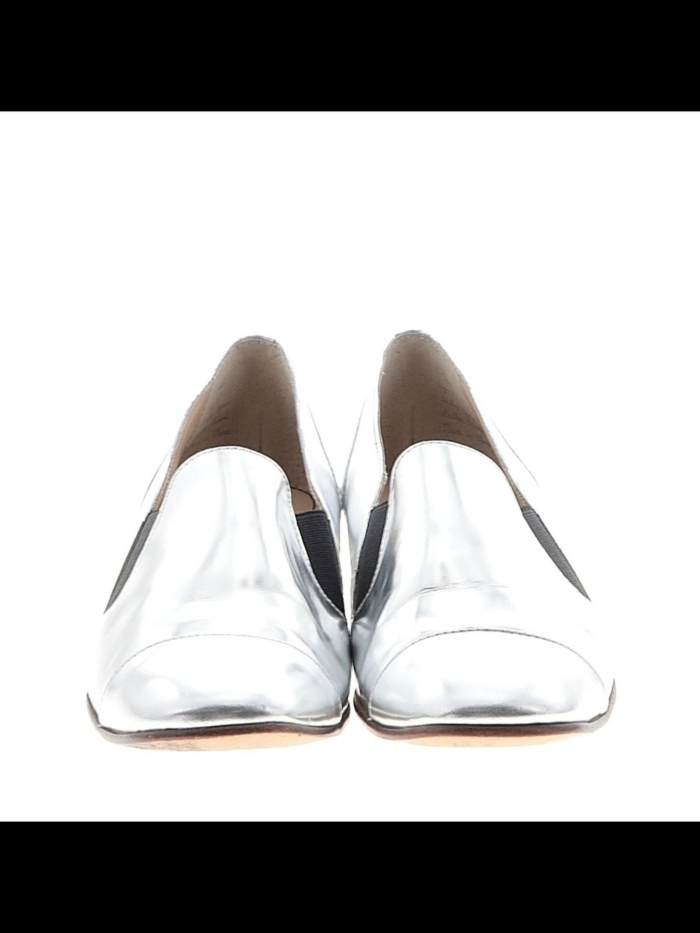 Elizabeth and James Metallic Silver Leather Slip-On Loafers